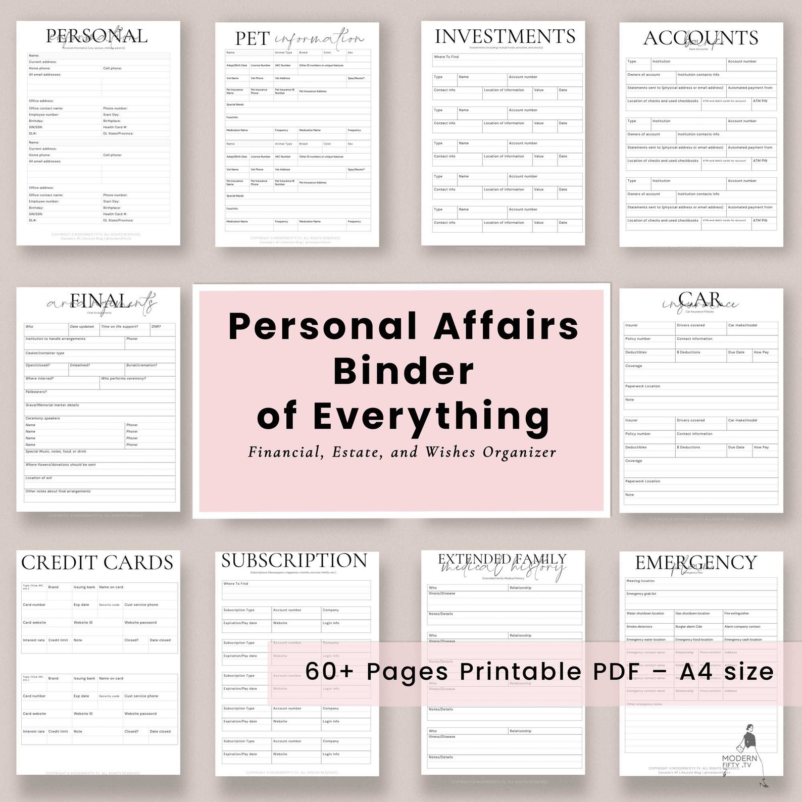 Emergency Printable Organizer Binder End Of Life Legacy Planner Minimalist What If Planner Emergency Printable Organizer Binder End Of Life Legacy Planner Minimalist What If Planner