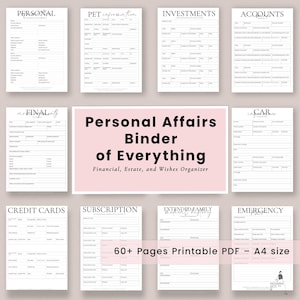 Emergency Printable Organizer Binder, End of Life Legacy Planner, Minimalist What if Planner, Organizing Important Documents, Death Binder,