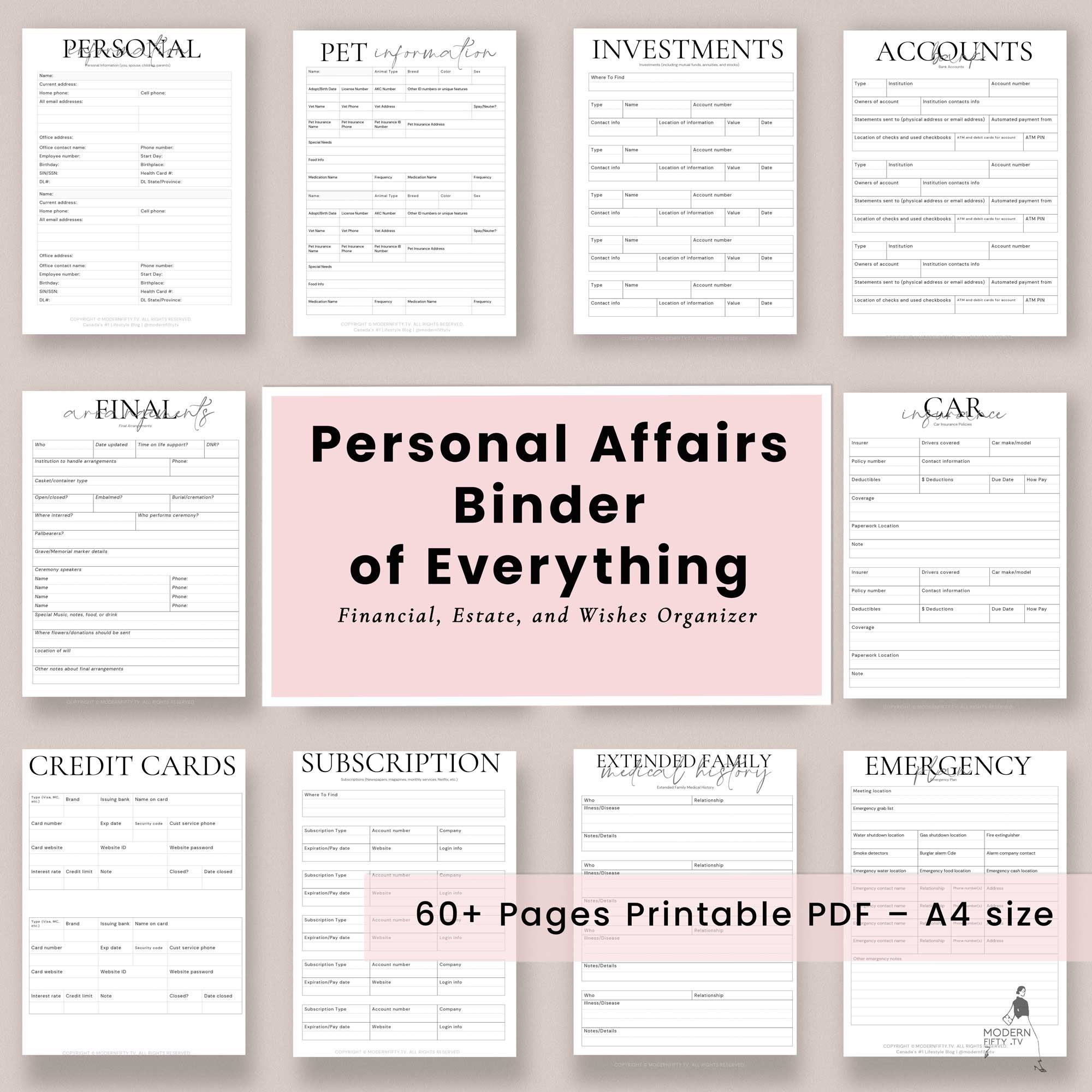 Printable End of Life Planner, Final Wishes Plan, Funeral, Death,  Beneficiary Info and Estate Planning, Written Will, When I Die Digital PDF