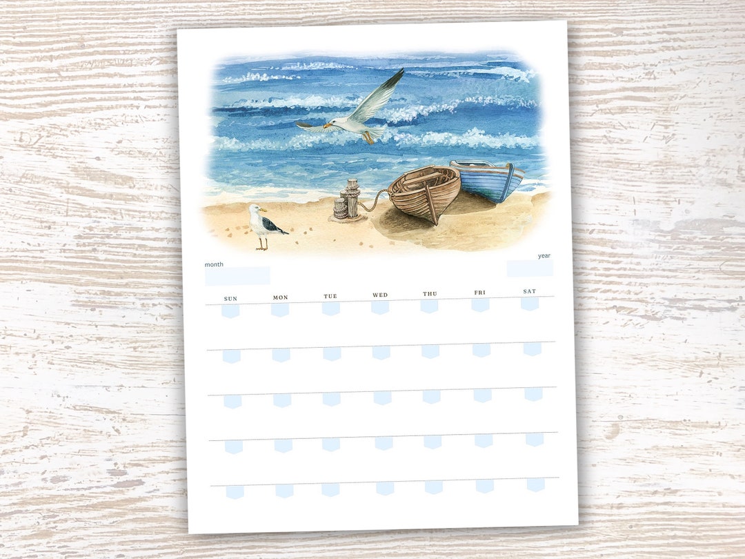 Sea Calendar Printable Undated Calendar Open Calendar Printable