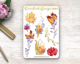 Succulent Stickers| Succulent Plants| Succulent Flowers| Decorative Sticker Sheet| Aesthetic Journaling| Diary, Bujo, Notebook Stickers