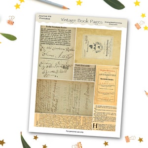 Vintage Book Pages Printable Vintage Library Book Journal Junk Journal Printable Vintage Bujo ...