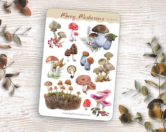Mushroom Sticker Sheet| Fall Plants| Autumn Stickers| Fall Deco Sticker| Autumn Deco| Aesthetic Sticker for Journal| Bujo Sticker| Hobonichi