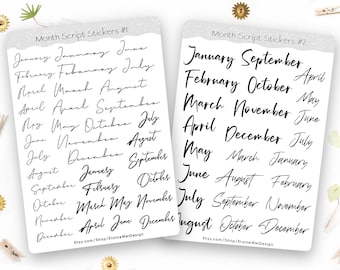 Months Stickers| Month Scripts| Months of the Year Stickers| Monthly Functional Script| Month Calligraphy Stickers| Calendar Stickers