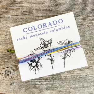 Colorado Rocky Mountain Columbine State Flower Thread Bracelet | state flower jewelry, thread bracelet, state shape, handmade