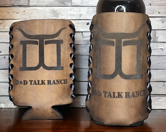 Personalized Leather Can Cooler: Rancher Gift, Western Decor