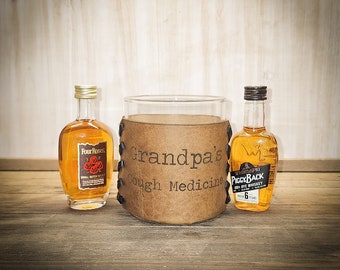 Personalized Leather Wrapped Whiskey Glass | Anniversary Gift for Him
