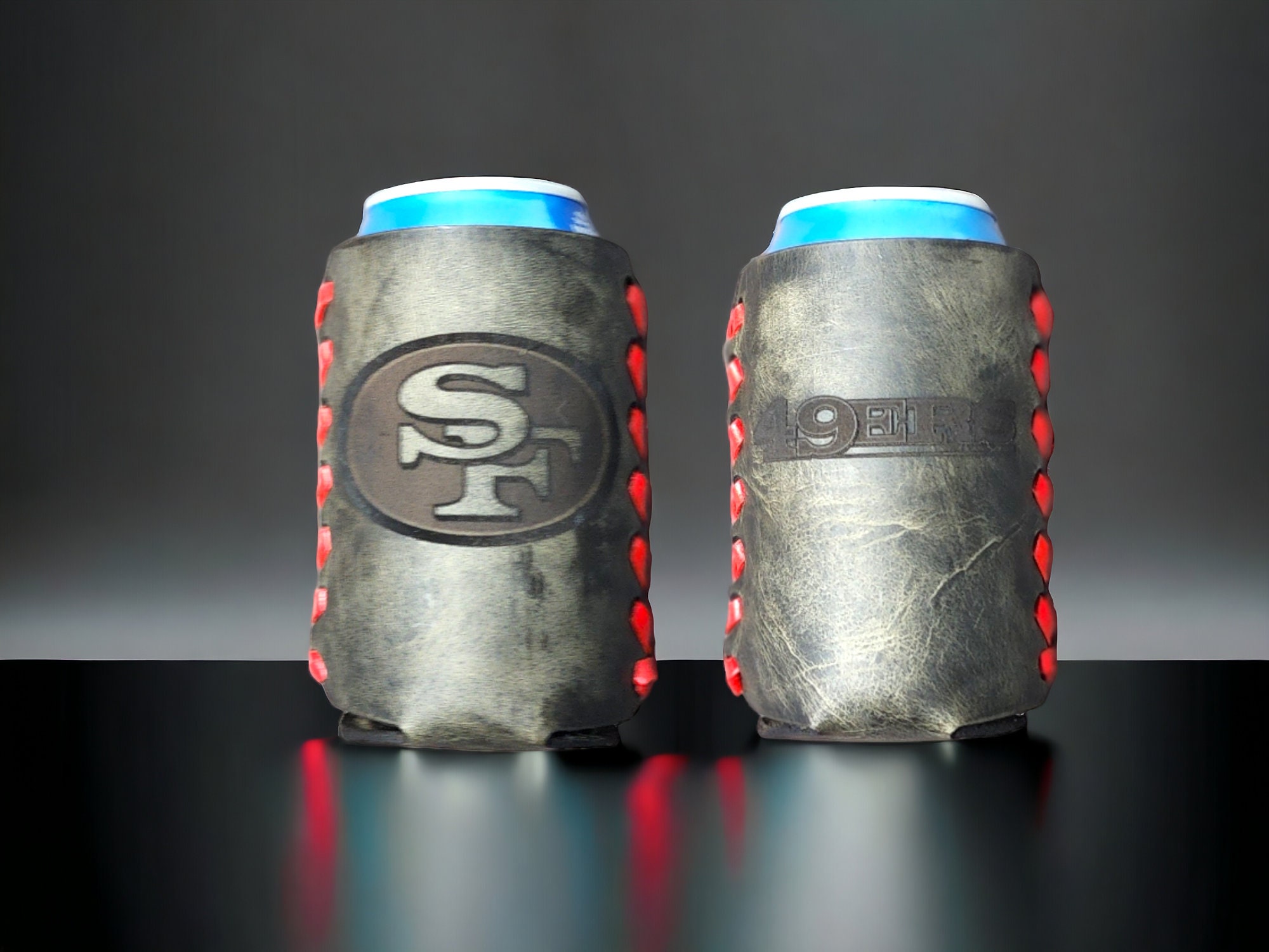 San Francisco 49ers Leather Beer Can Cooler: Personalized Super Bowl ...