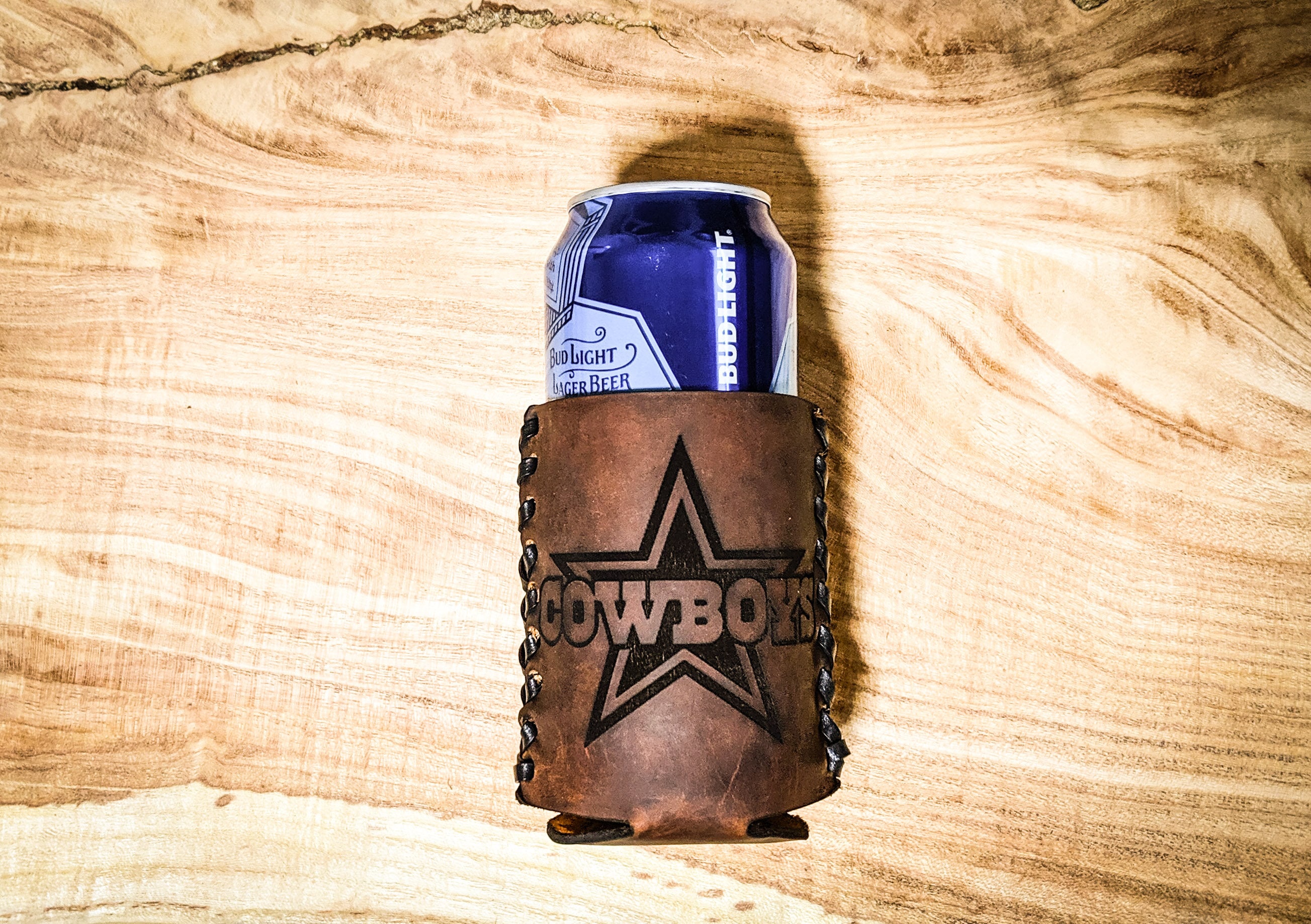 Personalized Dallas Cowboys Leather Beer Can Cozie Cowboys Can