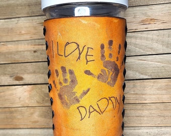 Personalized Leather Shaker Bottle Coozie: Oil Tanned, Engraved Gift