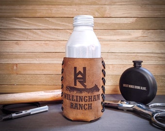Personalized Leather Can Cozie: Western Style, Rancher Gift