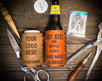 Personalized Leather Can Cooler Custom Engraved Drink Holder