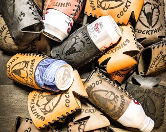 Personalized Leather Can Coozie – Laser Engraved Gift for Men