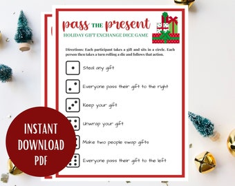 Pass the Present Printable, Holiday Gift Game, Christmas Eve Games, Holiday Party Gift Exchange