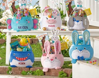 Personalized Easter Basket For Kids - Plush Easter Basket - Choose From 6 Characters - Available With or Without Jelly Bean Bundle