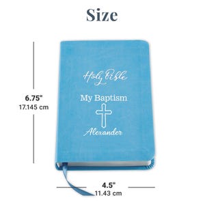 Personalized Baptism Bible – Religious Gift for Faith Milestone – KJV Bible - Keepsake For Baby - Children's Bible - Choose Pink Or Blue Bild 4