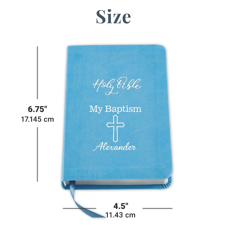 Personalized Baptism Bible – Religious Gift for Faith Milestone – KJV Bible - Keepsake For Baby - Children's Bible - Choose Pink Or Blue Bild 4