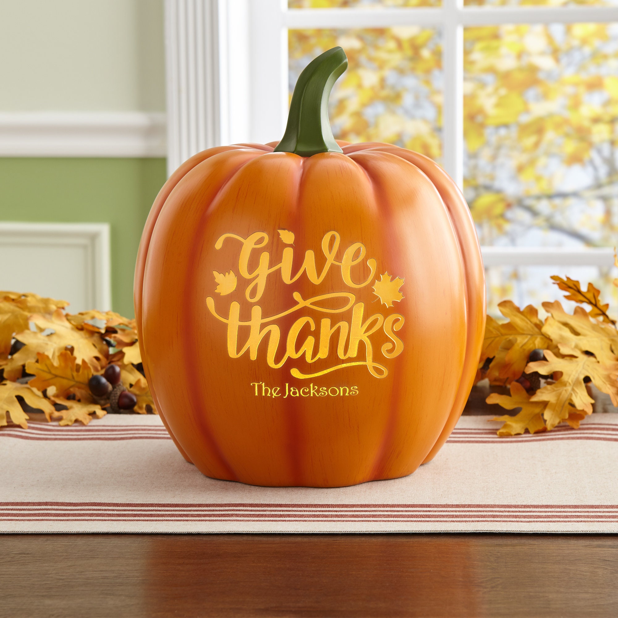 Personalized Give Thanks Pumpkin - Light-up - Give Thanks