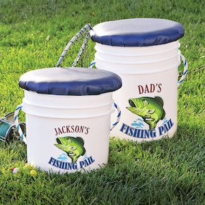 Personalized Fishing Pail - For Your Favorite Angler - For The Fisherman - Gift For Him - For Grandpa - Available In Adult And Youth Sizes