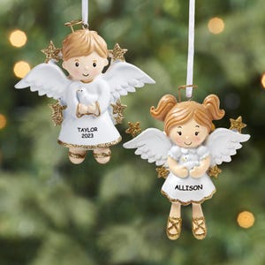 Personalized Christmas Ornament - Angel Ornament - 2025 Keepsake - Choose Boy or Girl