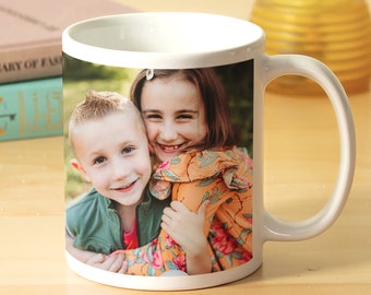 Personalized Photo Mug - Custom Photo Coffee Mug - Custom Logo Coffee Cup - Choose From 6 Handle Colors - Available in 11oz and 15oz Sizes