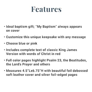 Personalized Baptism Bible – Religious Gift for Faith Milestone – KJV Bible - Keepsake For Baby - Children's Bible - Choose Pink Or Blue Bild 2