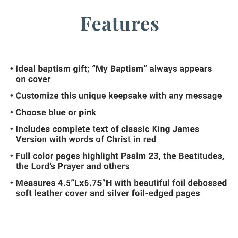 Personalized Baptism Bible – Religious Gift for Faith Milestone – KJV Bible - Keepsake For Baby - Children's Bible - Choose Pink Or Blue Bild 2