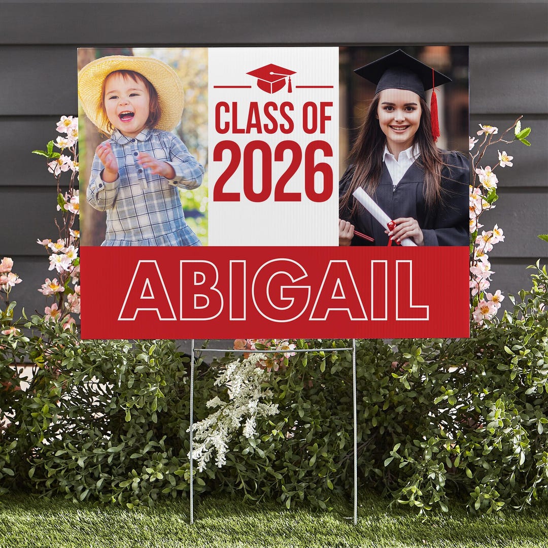 Personalized Graduation Photo Yard Sign – Class of 2026, Party Décor ...