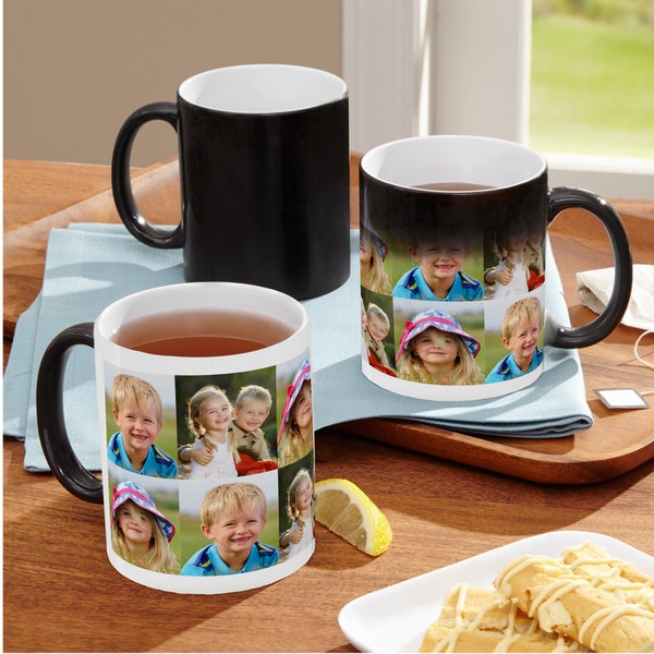 Personalized Color Changing Mug - Multi Photo Mug - 11oz Coffee Mug - Add Up To 5 Photos - For the Coffee Lover