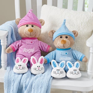 Personalized Pajama Bear - Plush Stuffed Animal - Teddy Bear Plush - For Baby - For Kids - For Boys - For Girls - Choose From Pink Or Blue