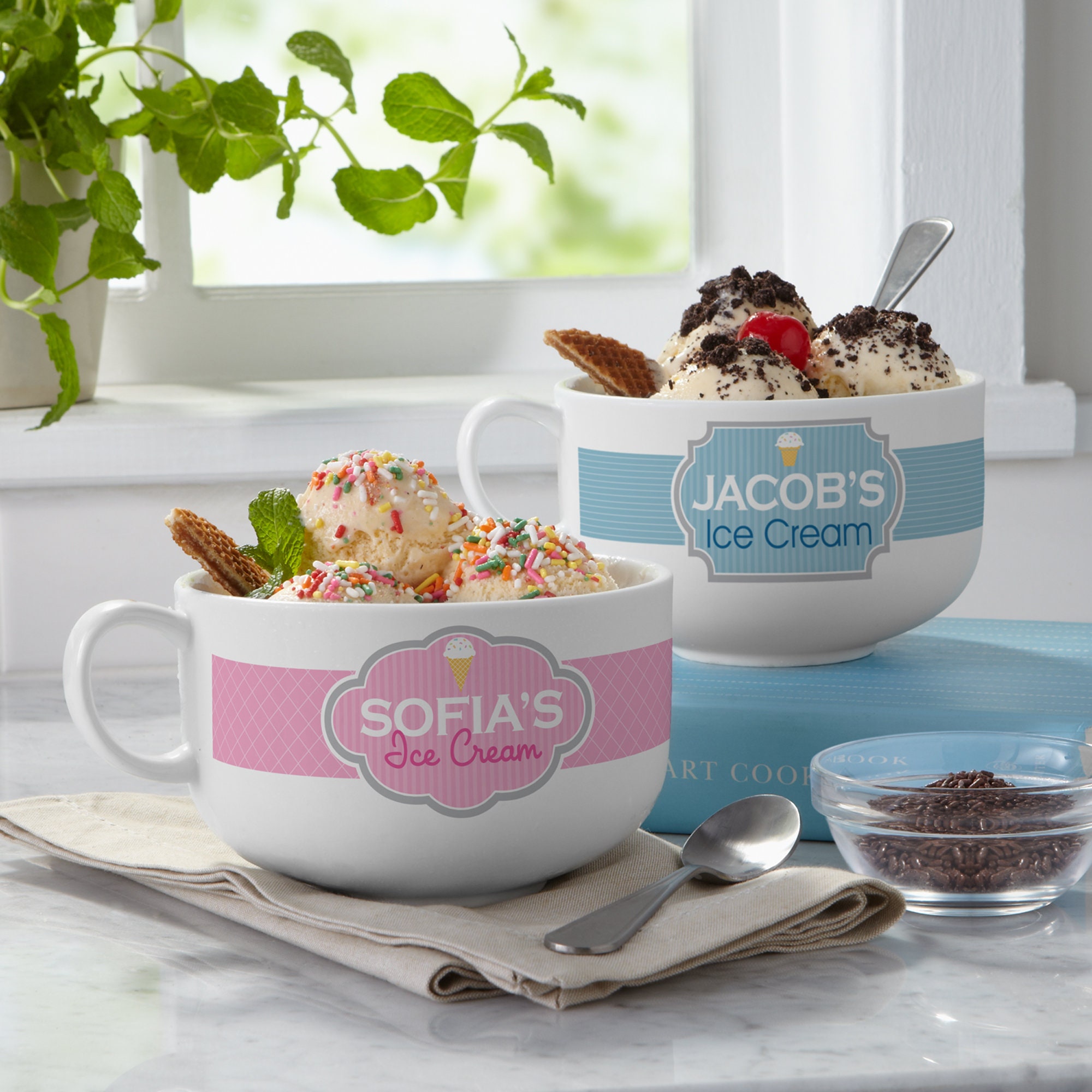 Large 32 ounce 5.5 Inch diameter Personalized bowl, Large Personalized Mug,  Personalized Ice Cream Bowl
