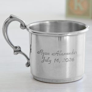 Personalized Pewter Baby Cup - For New Parents - Newborn Keepsake Gift - Heirloom Cup - Customize With Any Name and Date