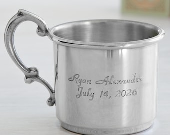 Tasse bébé personnalisée en étain - pour les nouveaux parents - cadeau souvenir nouveau-né - tasse héritage - personnaliser avec n'importe quel nom et date