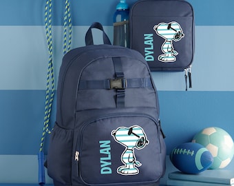 Personalized PEANUTS® SNOOPY® Too Cool Back to School Backpack -Kids School Bag - Book Bag or Set With Lunchbox - Available in 4 Colors