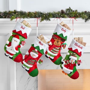 Personalized Christmas Stockings - Holiday Décor - Plush Christmas Character Stocking - Choose From 4 Characters - Custom Embroidered Name