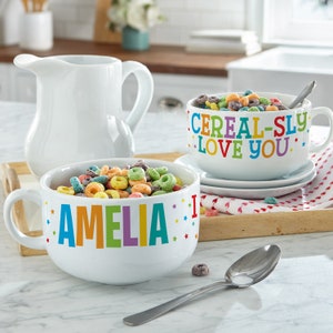 Personalized Cereal Bowl - I Cereal-sly Love You Oversized Mug - Personalized Gift Kids - For Valentine's Day - Choose From I Or We Love You