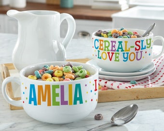 Personalized Cereal Bowl - I Cereal-sly Love You Oversized Mug - Personalized Gift Kids - For Valentine's Day - Choose From I Or We Love You