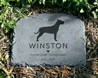 Personalized Pet Memorial Garden Stone - Pet Silhouette - In Loving Memory - 6 Different Pets Types -Choose  Dog Breed or Choose Cat Breed