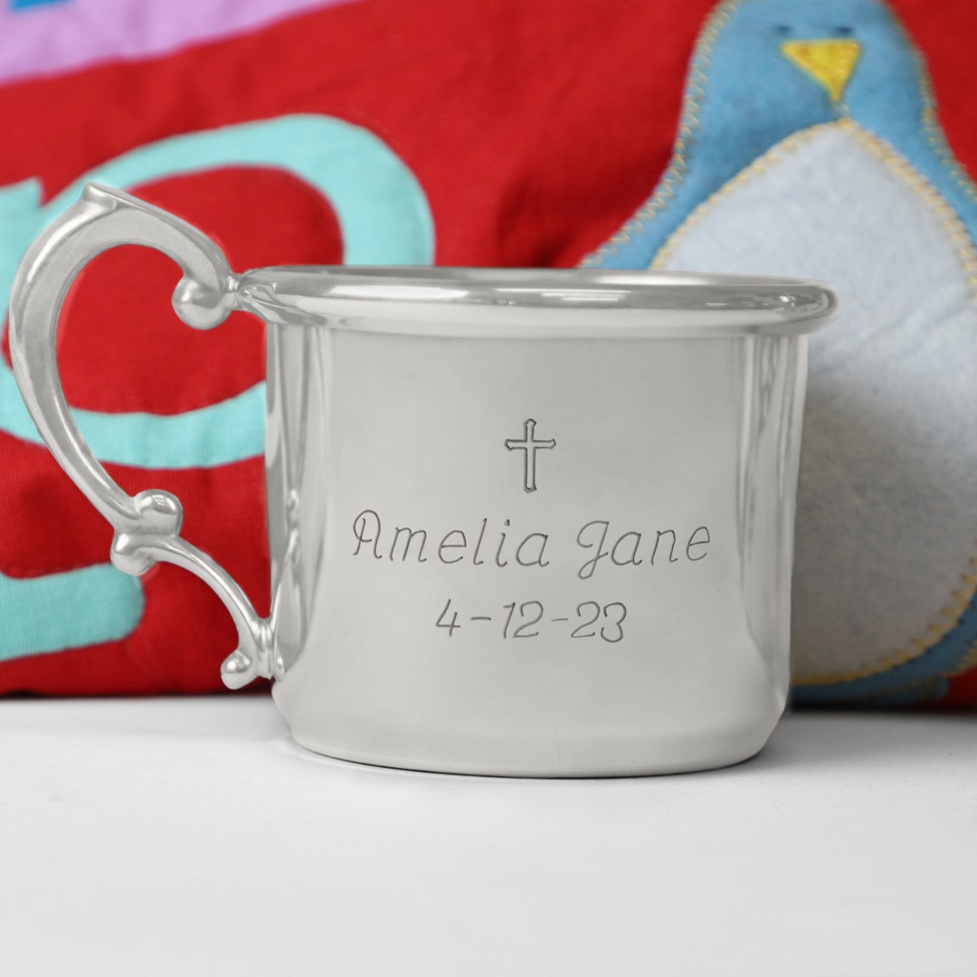 Personalized Keepsake God Bless Pewter Baby Cup Newborn Baby Keepsake