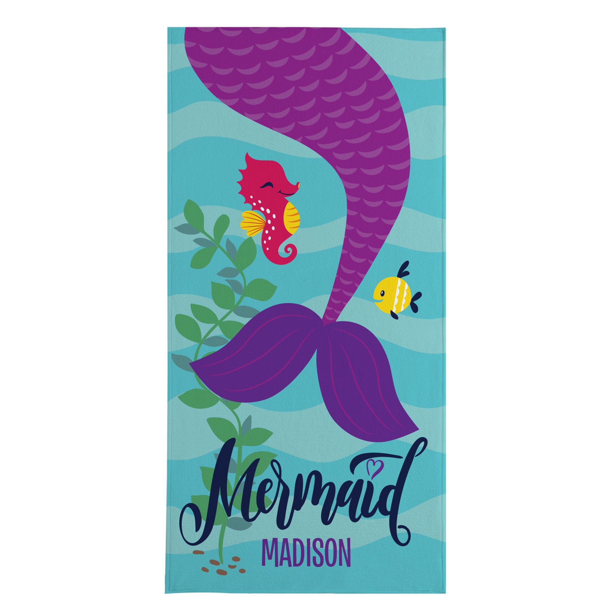 🎁Buy 2 FREE SHIPPING🎁 Personalized Little Mermaid Beach Towel, Custom Towels for Pool, For Girl, Summer Fun,  Oversized Microfiber Pool Bath Big Tail Kids Adult Blanket, For Little Girls Ladies Travel Swimming, Quick Dry Sand Free