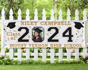 Personalized Graduation Banner - Graduation Party Decorations - Congratulations Photo Banner - Class of 2024 - Available in 6', 8' or 10'