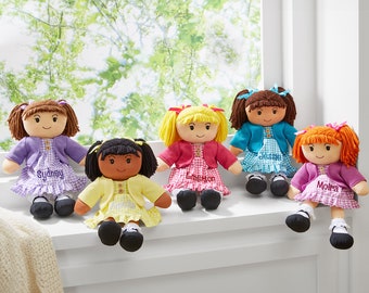 Personalized Cuddle Time Rag Dolls - Ages 3+ Soft Doll For Kids - Plush Toy Doll - Choose From 5 Hair Color Options