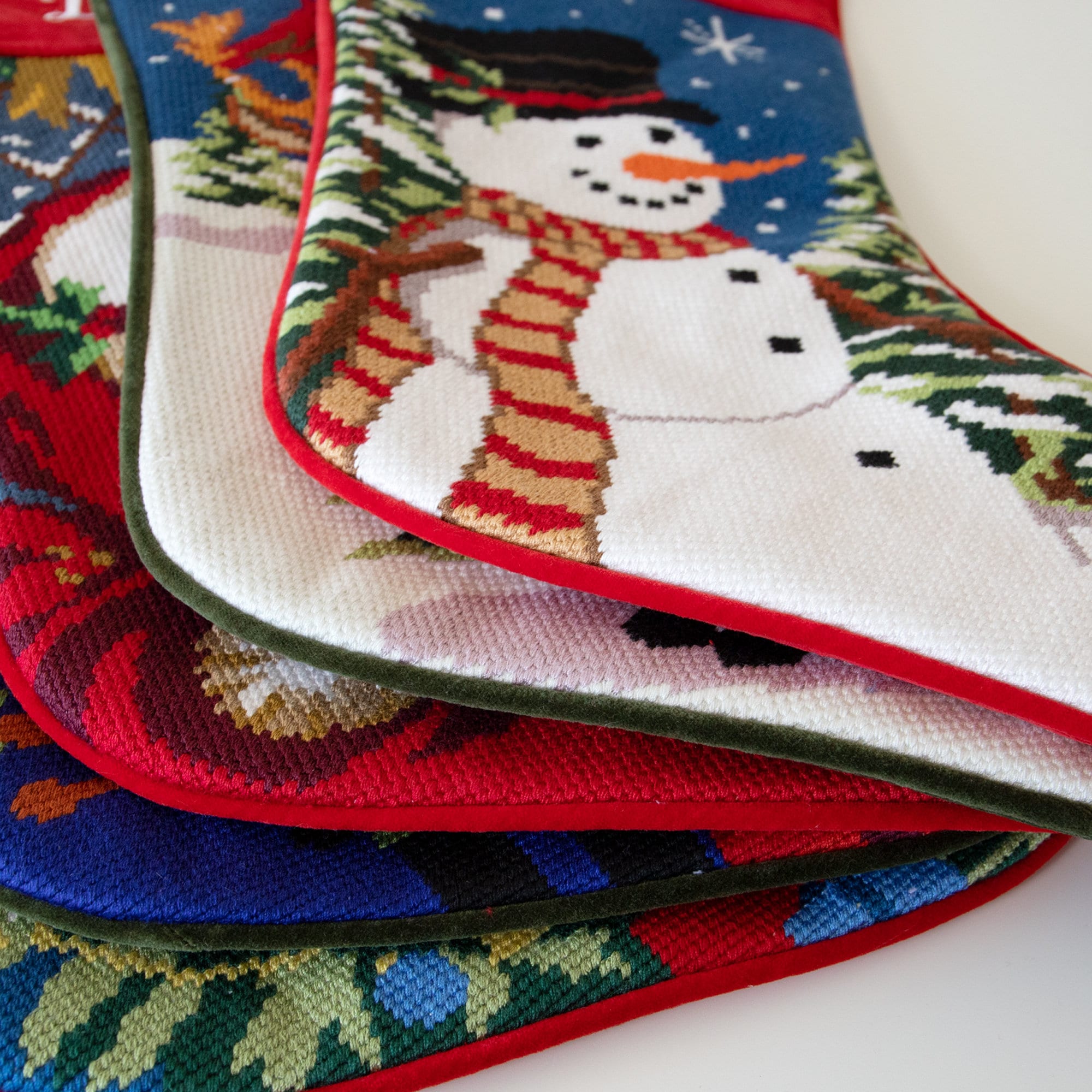 Personalized Needlepoint Stocking - Family Stockings - Old-Fashioned Christmas Décor - Embroidered Name - 12 Designs Available
