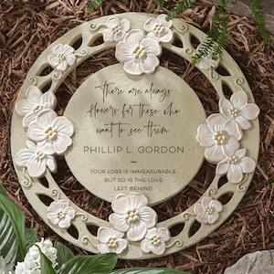 Personalized Memorial Garden Stone - Floral - Sympathy - in Memoriam - Condolences - Garden Décor - Comforting Blooms -Garden Marker