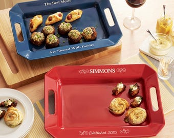 Personalized Stoneware Platter - Entertaining Platter - Ceramic Tableware - Serving Dish - Available in 2 Colors - Choose From 2 Designs