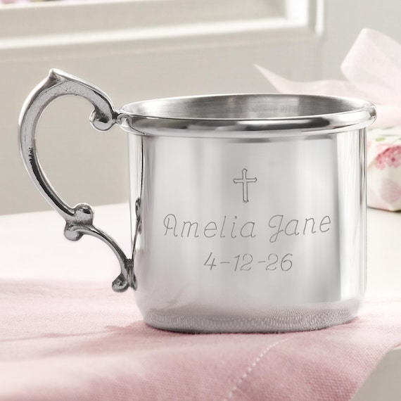 Personalized Pewter Baby Cup – Christening Keepsake, Engraved Gift
