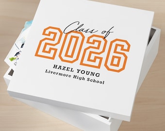 Personalized Keepsake Box - Custom Graduate Memento Storage - Class of 2026 - Available In 6 Colors