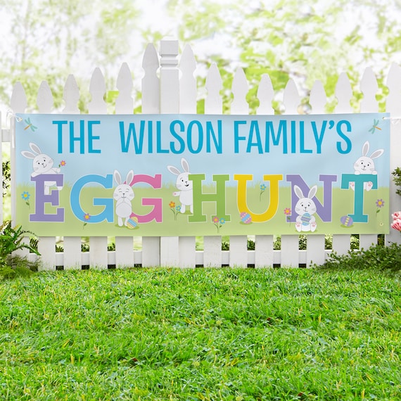 Personalized Easter Egg Hunt Banner - Easter Décor - Indoor/Outdoor Banner - Choose From 6 Ft. or 8 Ft. Banner