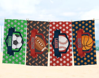 Personalized Beach Towel - For The Sports Fan - Pool Fun & Summer Fun – Available In Baseball, Basketball, Football And Soccer Designs
