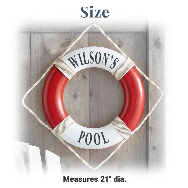 Personalized Life Preserver Ring Unique Pool, Boat, Beach, Lake House Décor Personalize with Message 21D Decorative Life Ring image 3